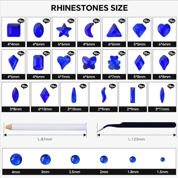 Sapphire Blue Nail Art Rhinestone Kit - Picture 2 of 8